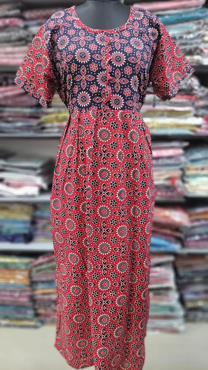 Pure Cotton  Ajrack Frock Nighty | NT2440